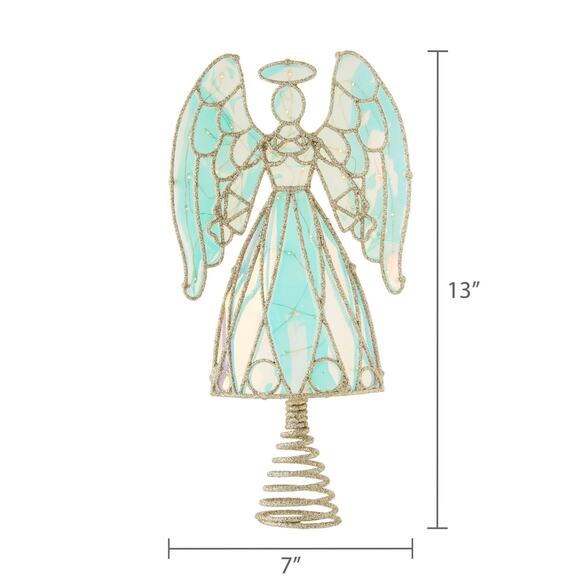 Light Up LED Prismatic Iridescent Angel Christmas Tree Topper Clear 13" Holiday - Picture 5 of 8